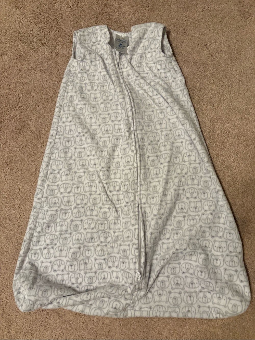 Halo White and Gray Bear-Print A-Line Sleep Skirt
